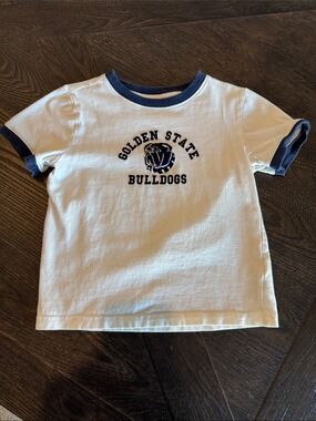 Janie and Jack White Navy Trim Bulldog Graphic Tee